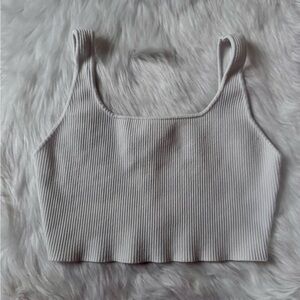 House of Harlow 1960 Size L, Compression Knit Square Neck Crop Top White